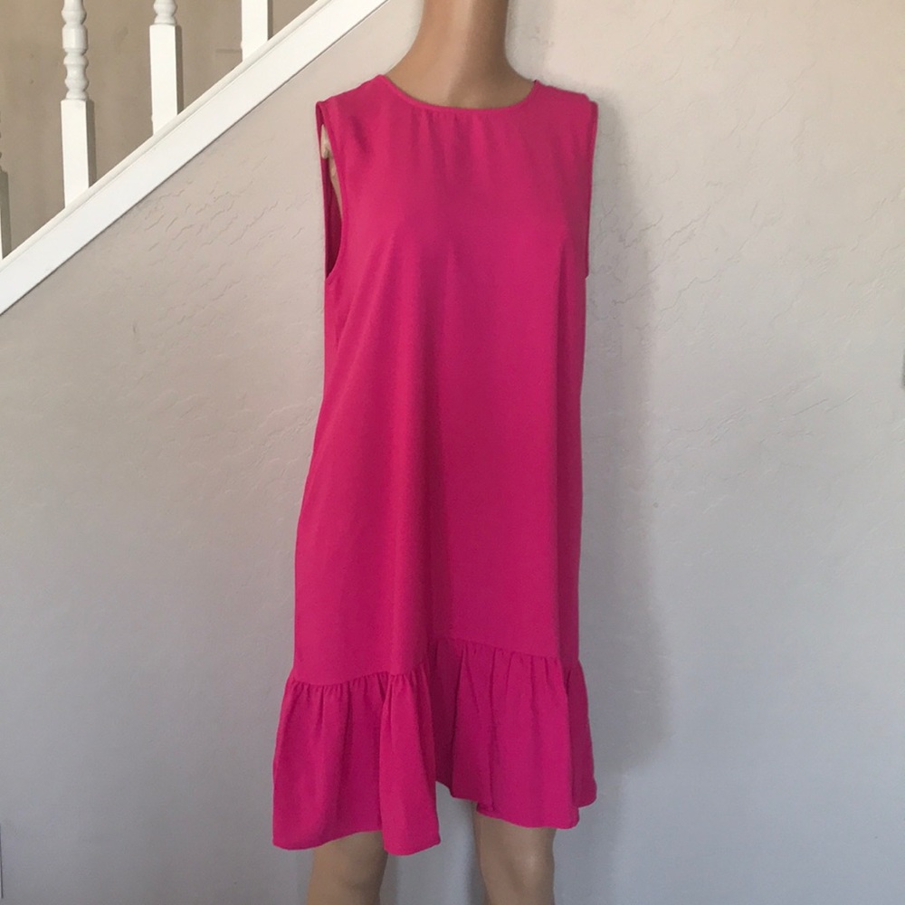 Halogen Pink Dress with Black Button Detailing